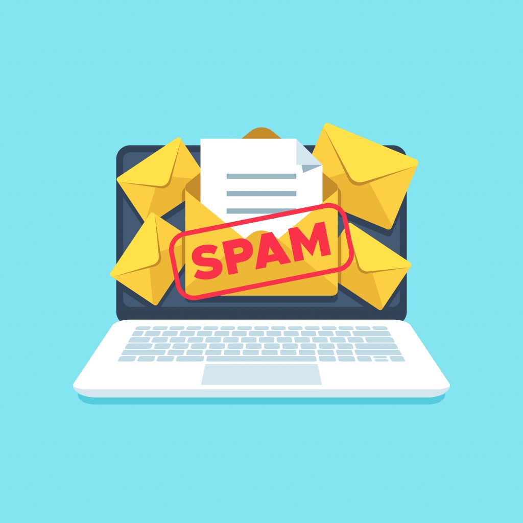 computador com e-mail marketing que chegou na pasta de spam